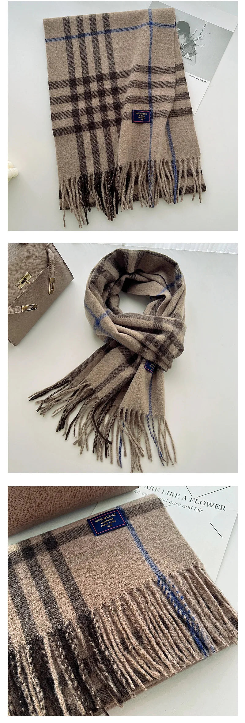 Classic Checkered Scarf with Fringes – Style and Comfort