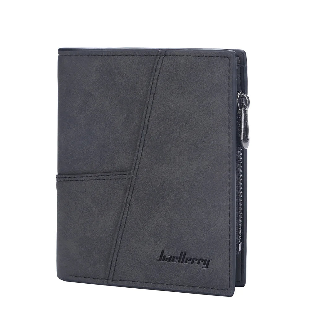 Vertical Men’s Wallet with Minimalist Geometric Stitch Design – Compact and Stylish
