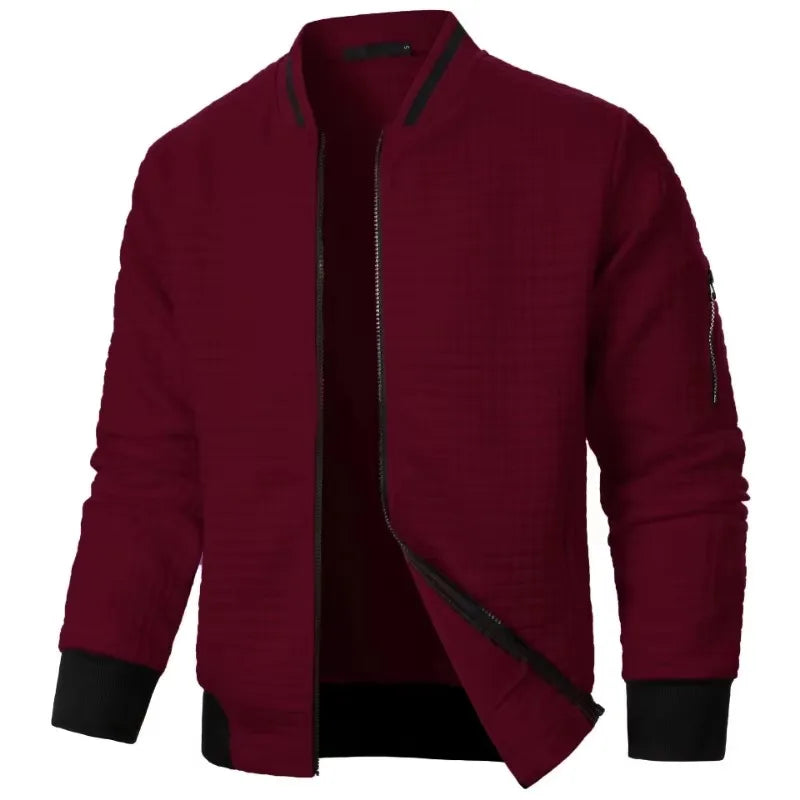 Urban Style Men’s Jacket with Textured Finish and Asymmetrical Zipper