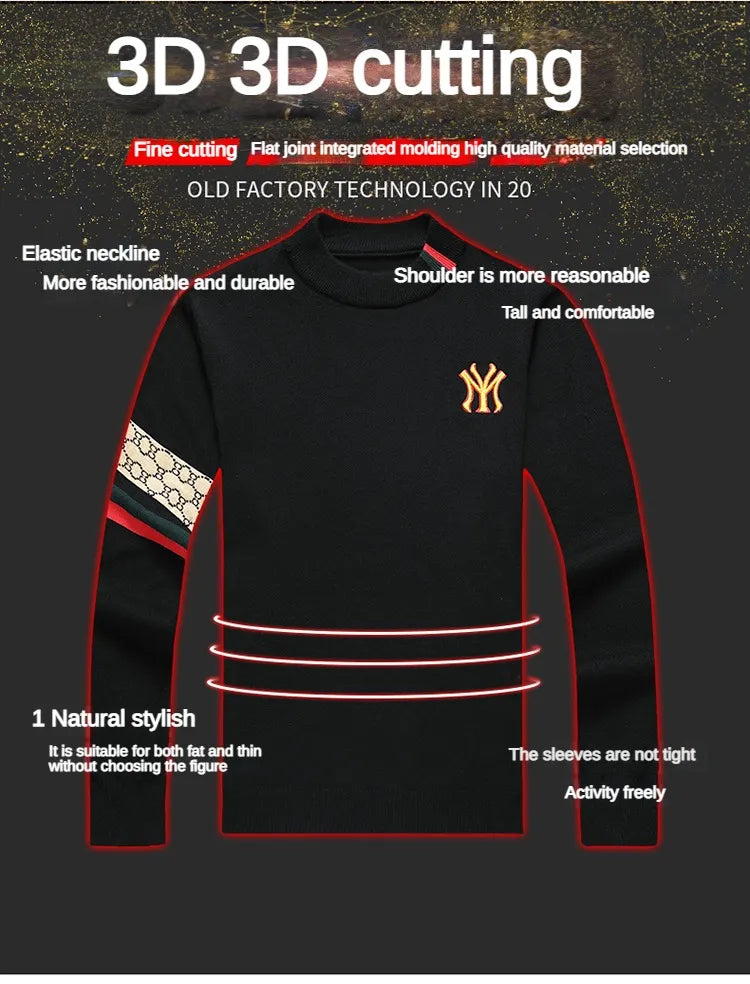 Men’s Slim Fit Knit Sweater with Sporty Sleeve Detail – Urban Elegance with Attitude