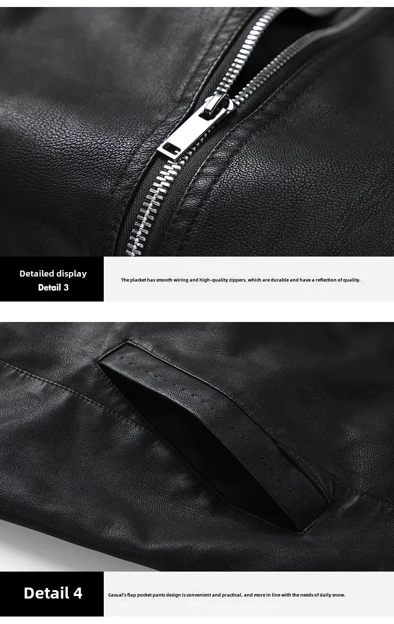 Men’s Biker-Style Jacket with Contrasting Panels and Functional Zippers