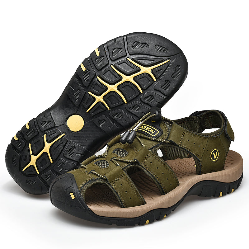 Men's Summer Sandals in Genuine Leather - Casual and Comfortable Footwear