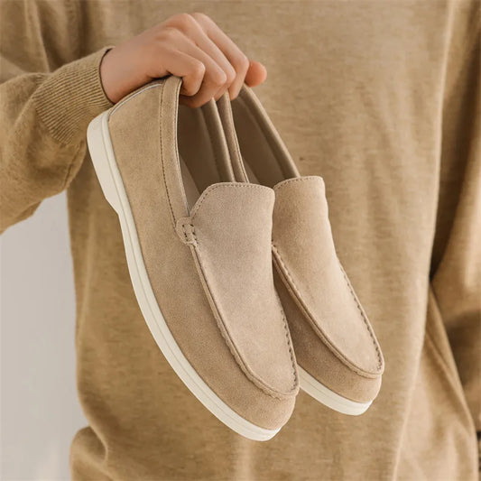 Leather and Suede Loafer - Classic British Style, Men's Shoe