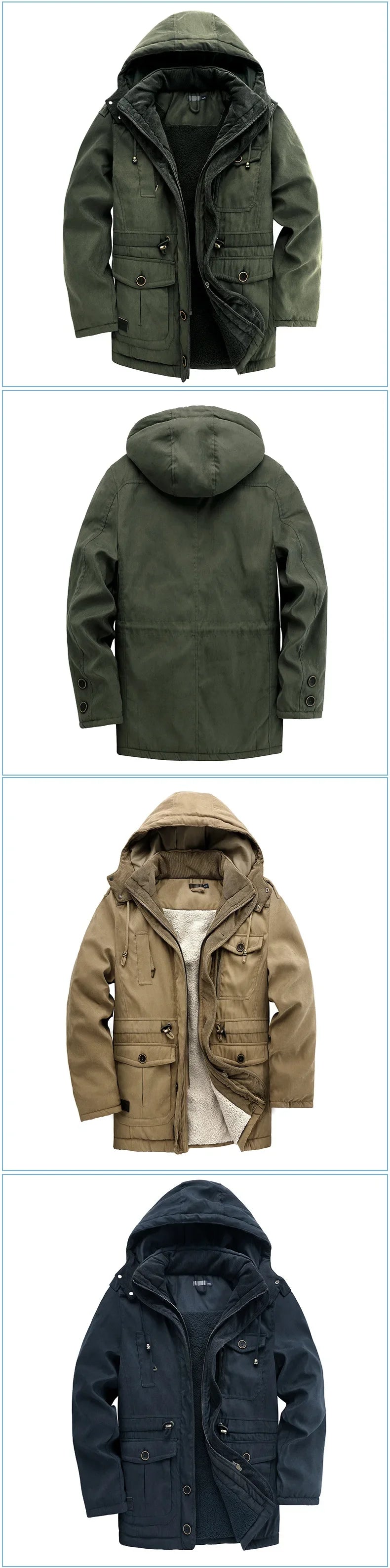 Men’s Quilted Jacket with Hood and Multiple Functional Pockets