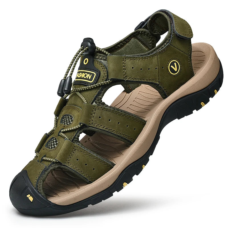 Men's Summer Sandals in Genuine Leather - Casual and Comfortable Footwear