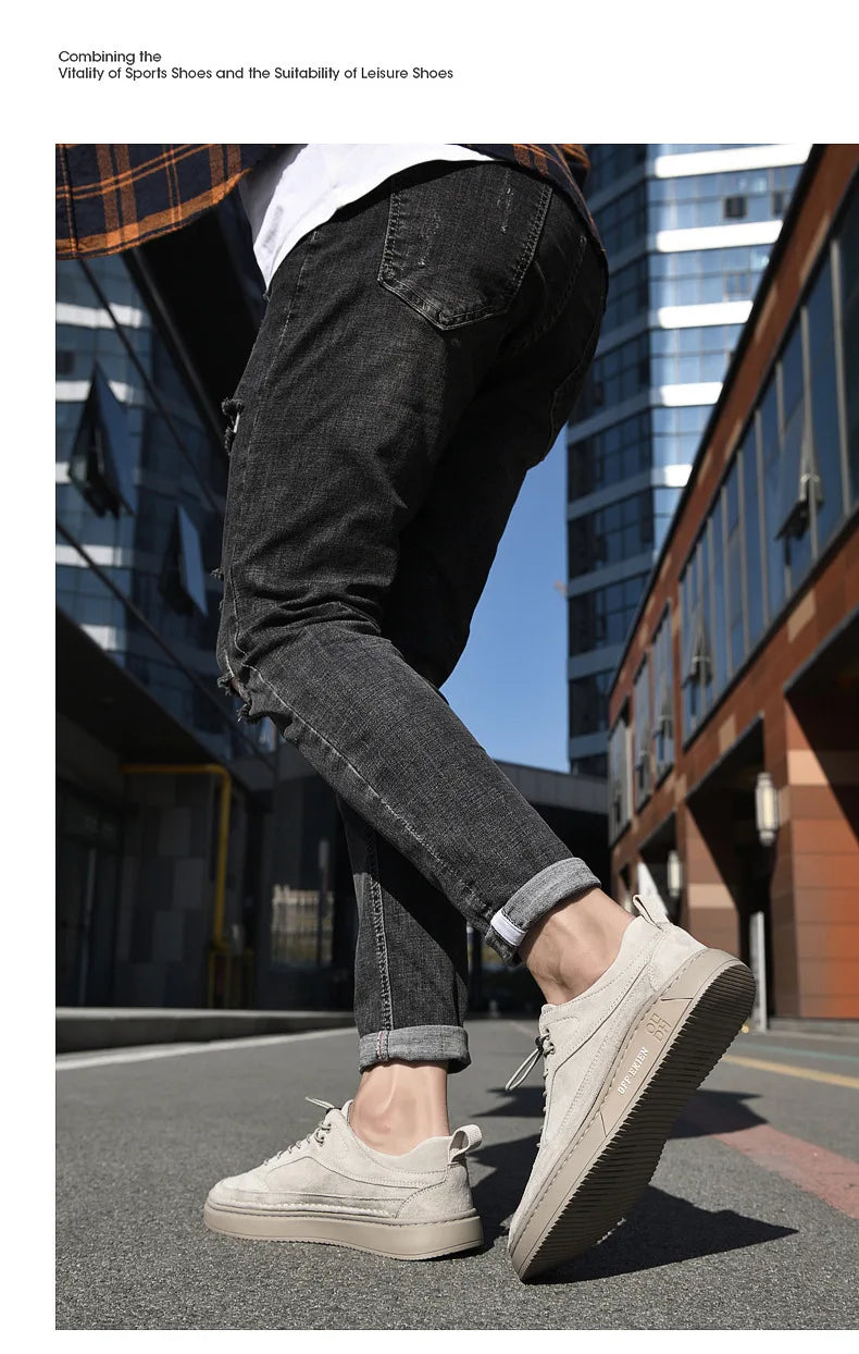 Fashion Men's Shoes - Genuine Leather Loafers, Lace-up, Comfortable, Casual