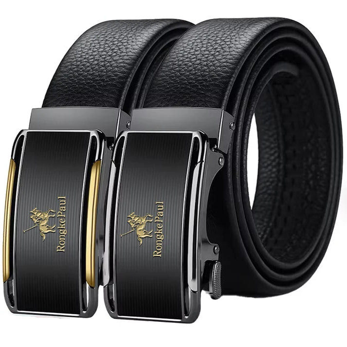 Men's Genuine Leather Belt, Automatic Belt with Adjustable Waistband