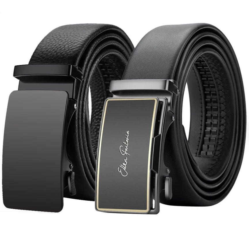 Men's Genuine Leather Belt, Automatic Belt with Adjustable Waistband