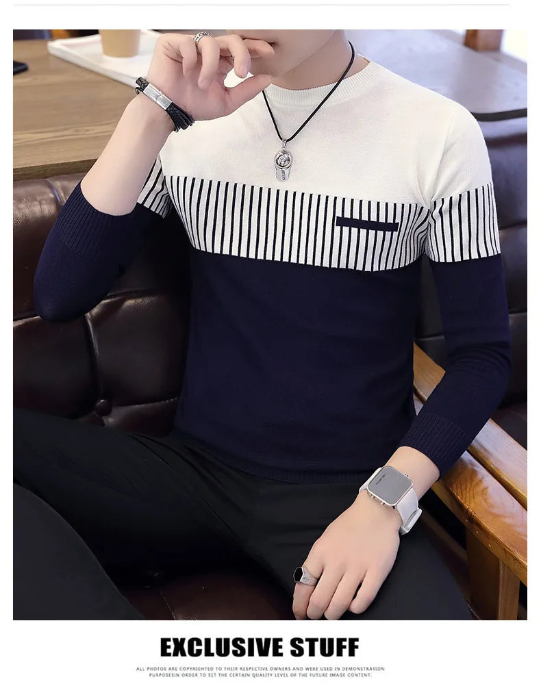 Men’s Sweater with Vertical Stripe Detail