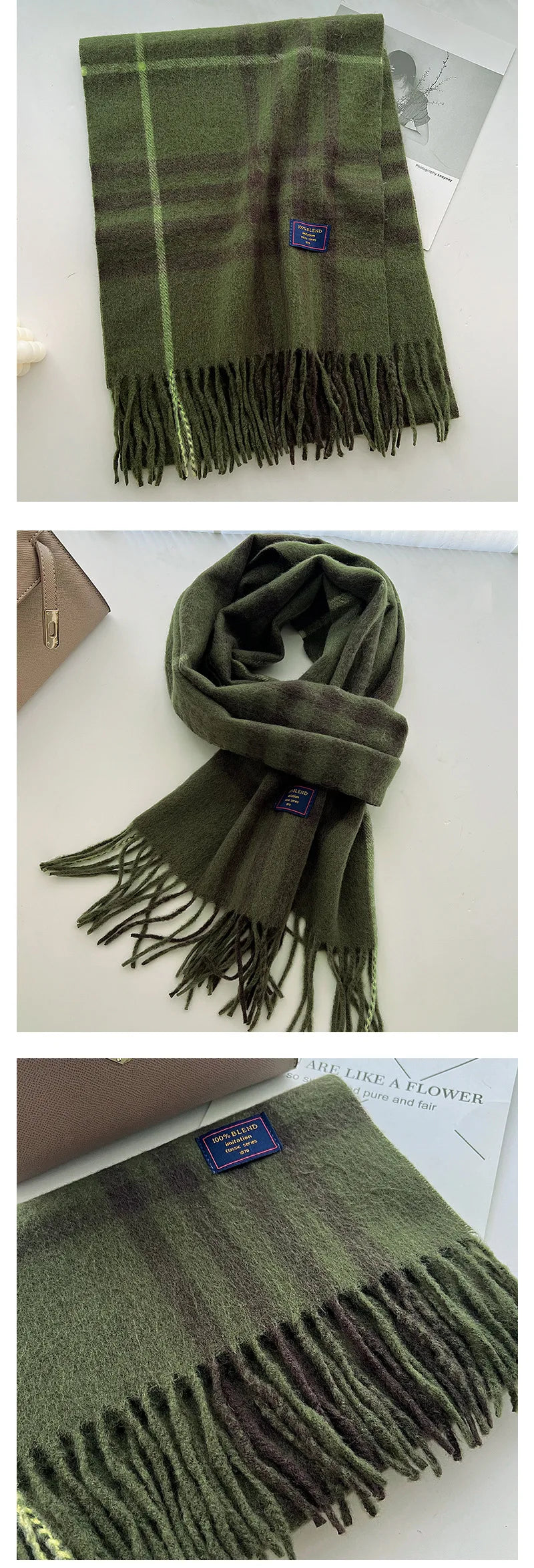 Classic Checkered Scarf with Fringes – Style and Comfort