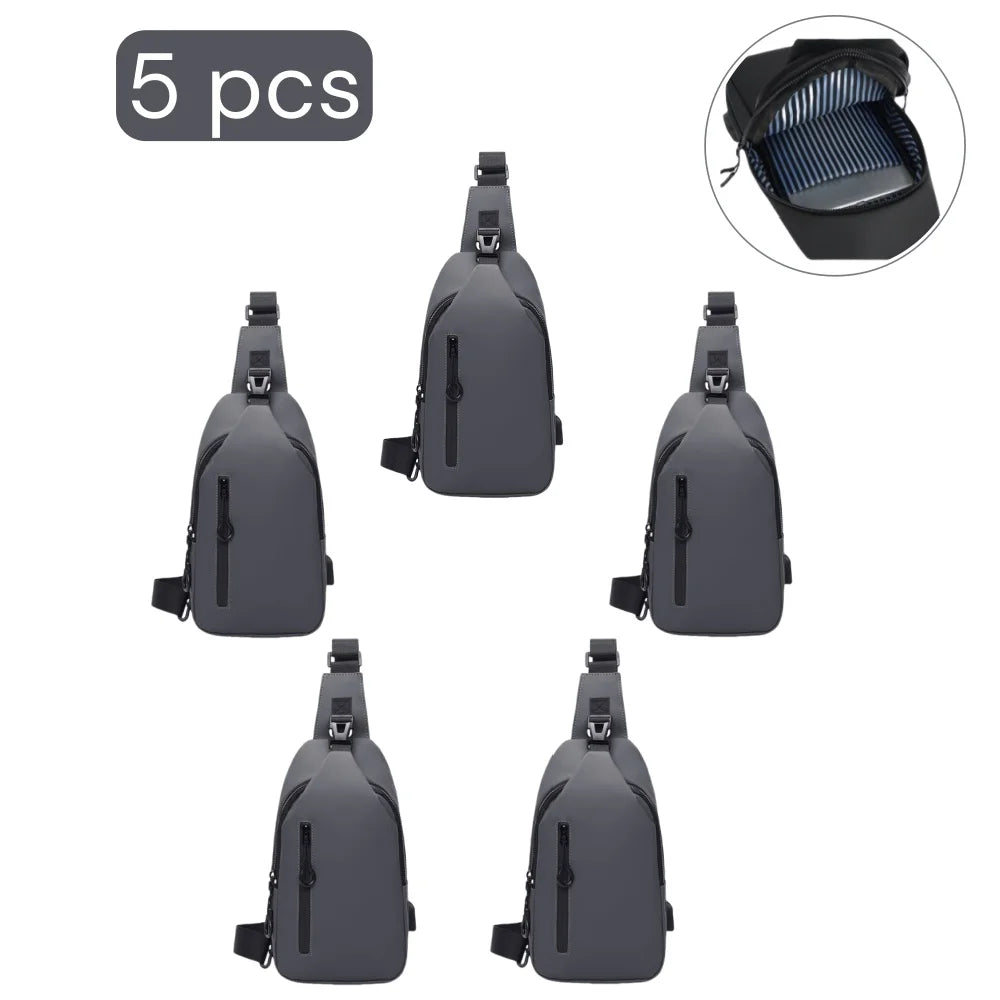 Men’s Anti-Theft Sling Bag with USB Charging Port – Waterproof Crossbody Chest Bag