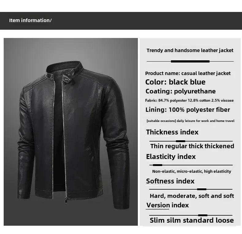 Men’s Biker-Style Jacket with Contrasting Panels and Functional Zippers