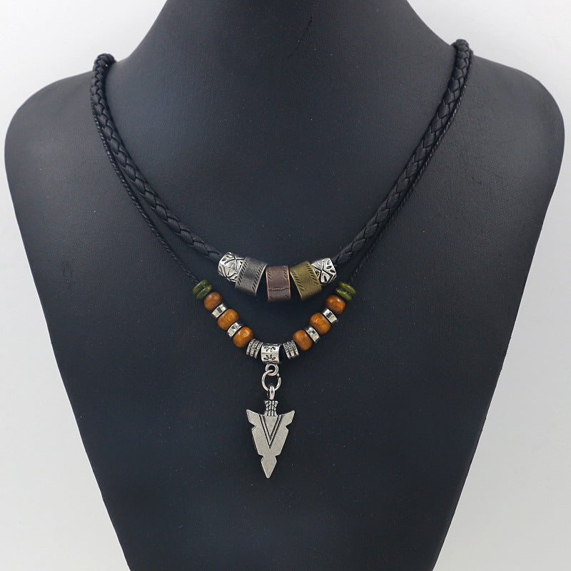 Men’s Tribal Necklace with Arrowhead Pendant