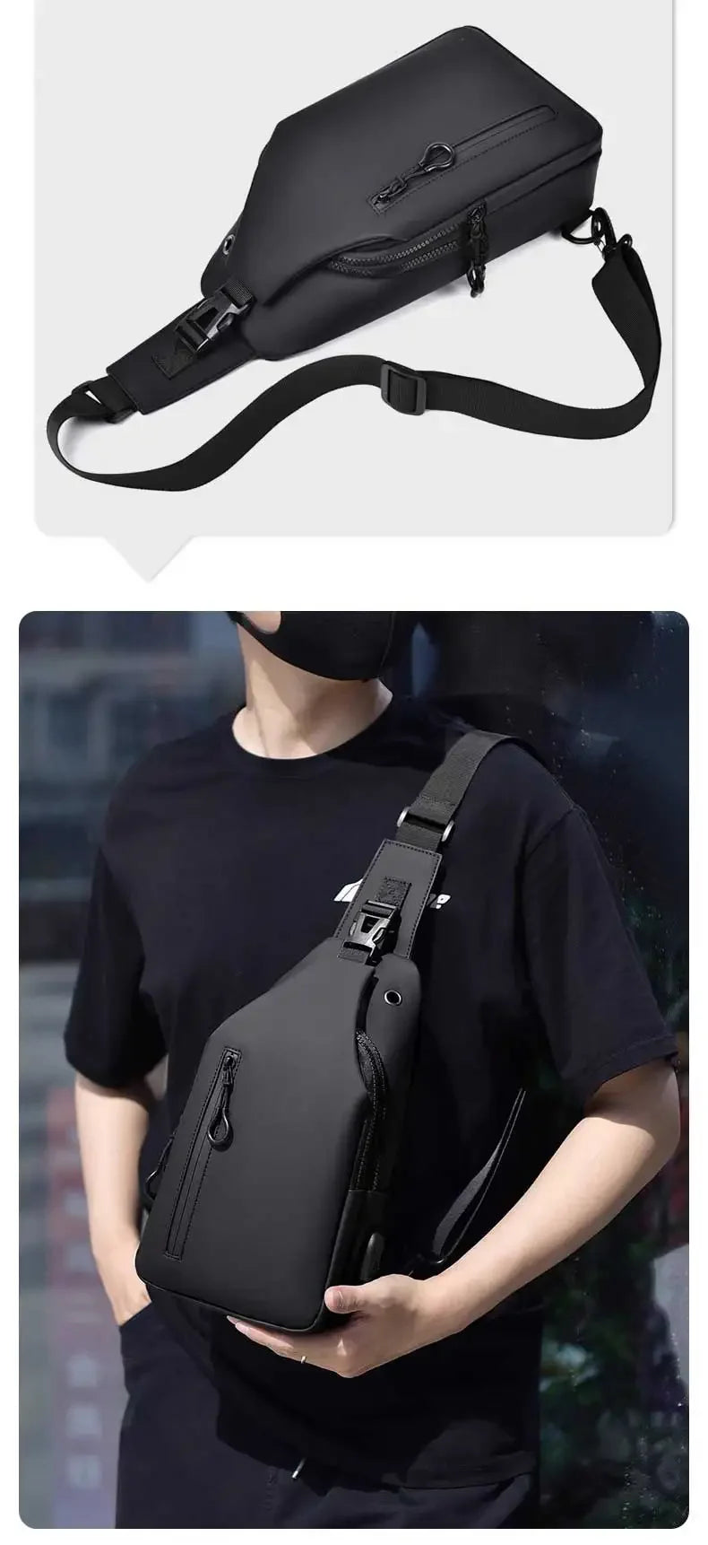 Men’s Sling Crossbody Bag – Compact, Modern, and Waterproof