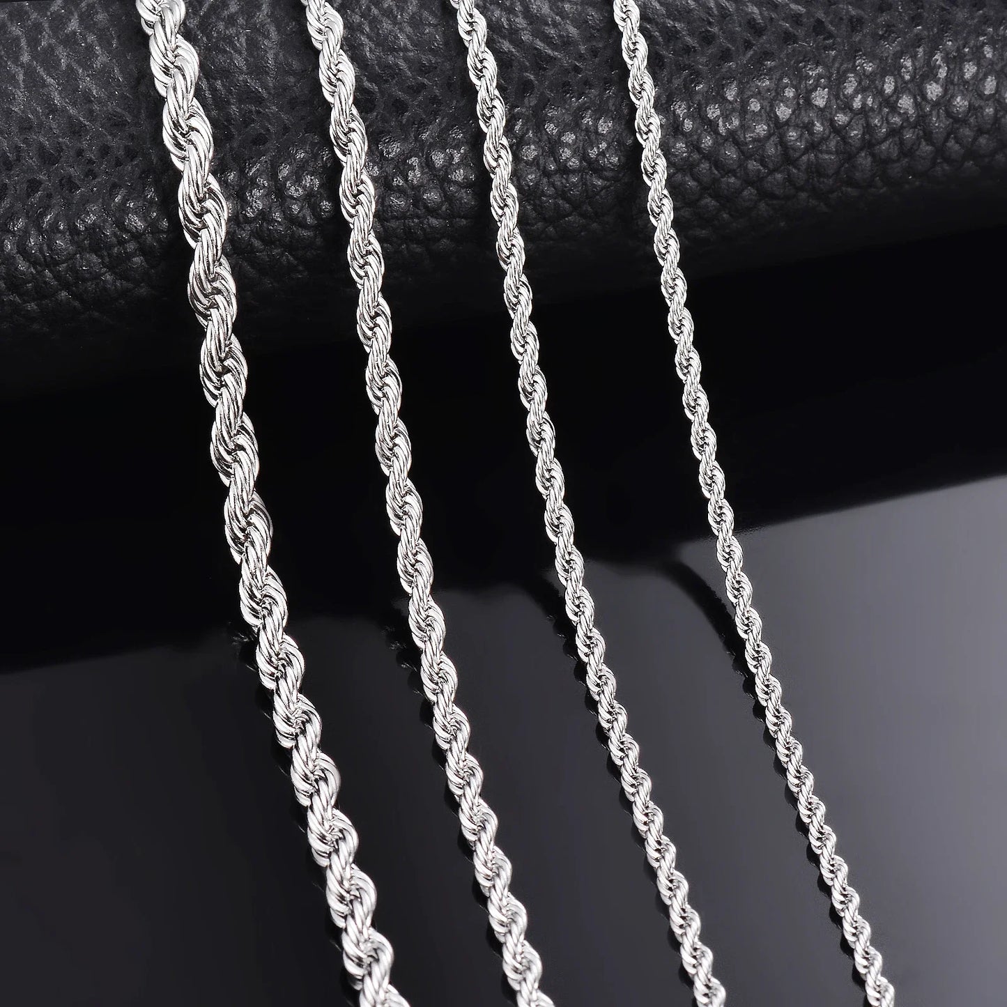 Stainless Steel Rope Chain Necklace – Classic Twist Design