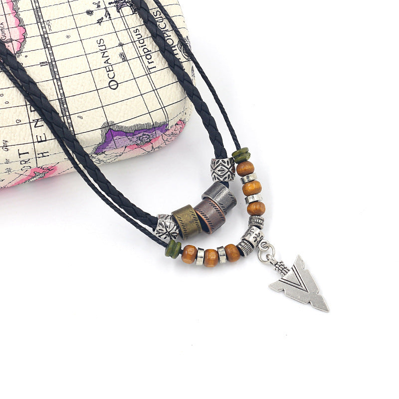 Men’s Tribal Necklace with Arrowhead Pendant