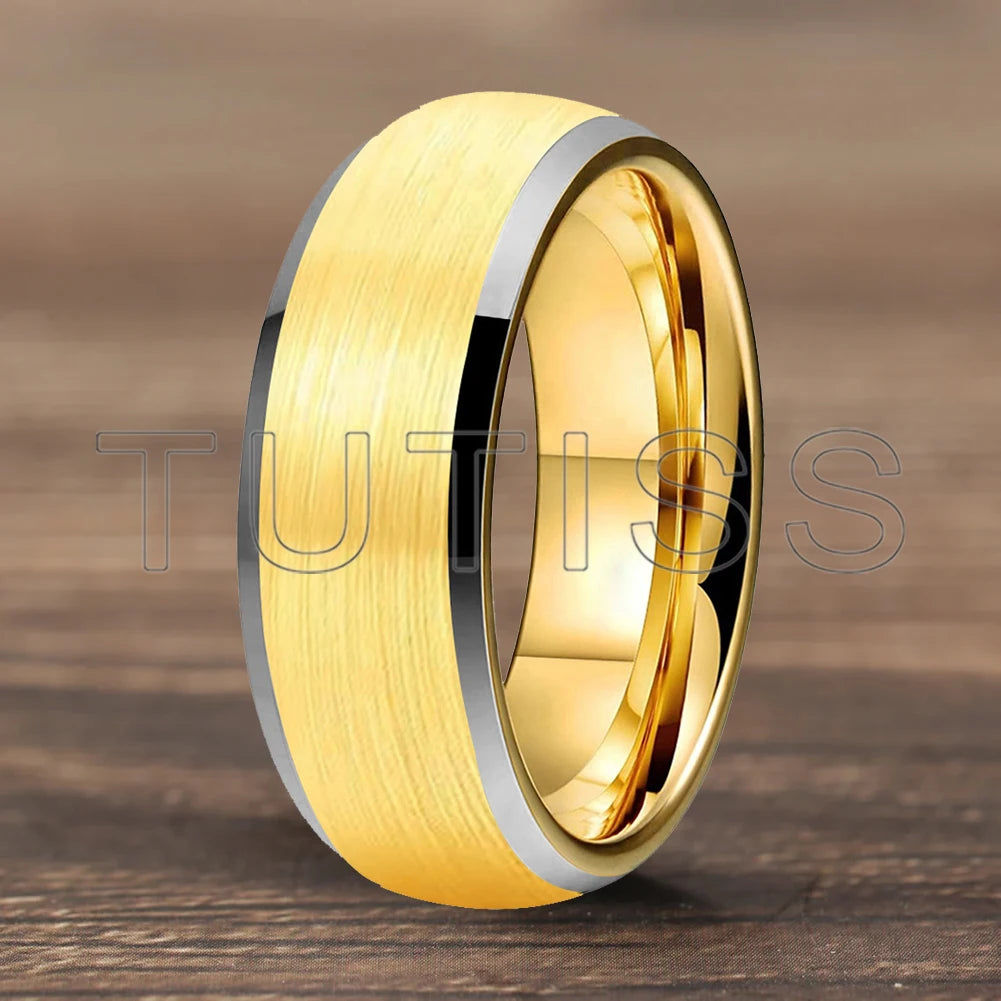 6/8mm Tungsten Carbide Engagement Ring for Men, Modern Engagement Ring Dome, Brushed Slant Edge