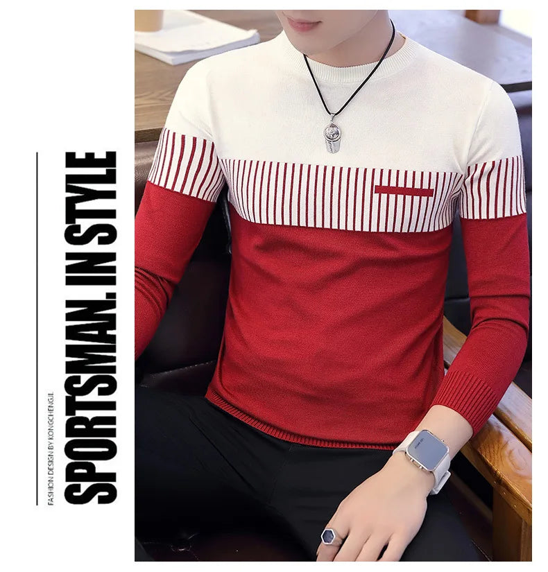 Men’s Sweater with Vertical Stripe Detail