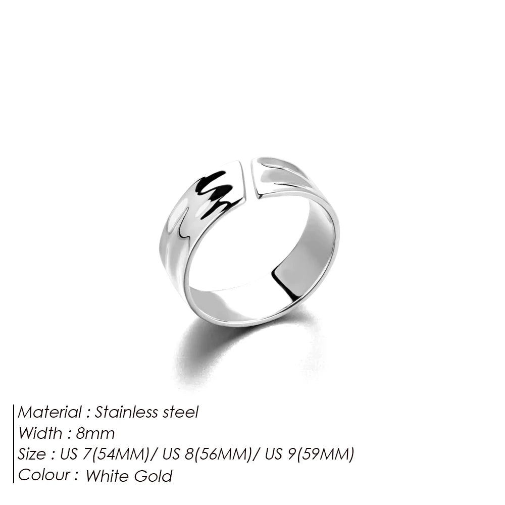 Wide Stainless Steel Ring, Simple Punk Style, Suitable for Men