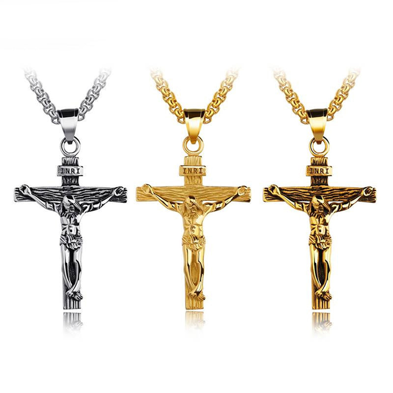 Religious Jesus Cross Stainless Steel Necklace For Men