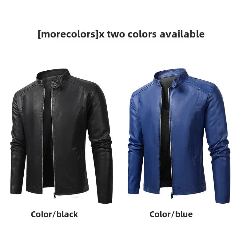 Men’s Biker-Style Jacket with Contrasting Panels and Functional Zippers