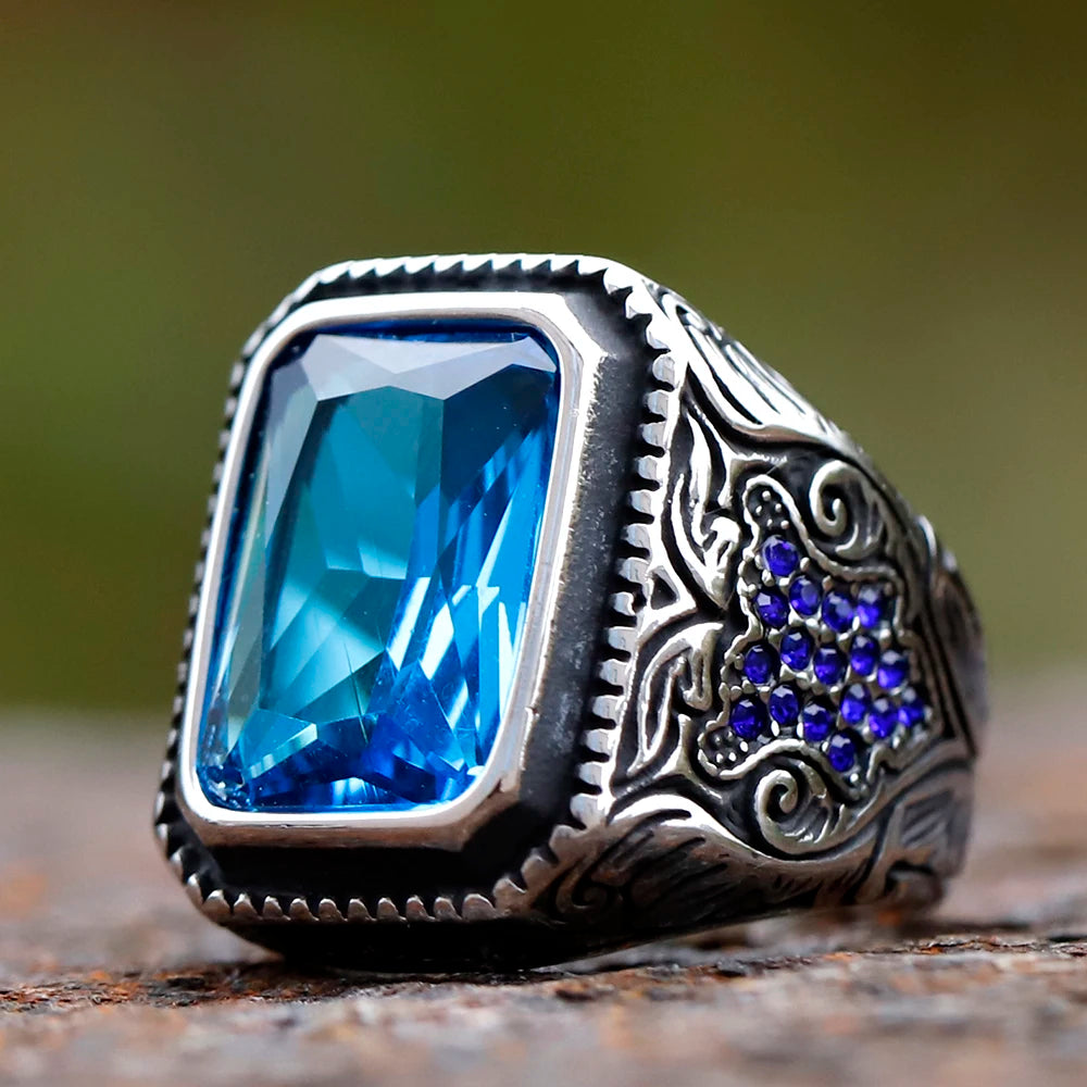 New Unique Design 316L Stainless Steel Turkish Stone Ring Ring For Men High Quality Zircon Jewelry Gift