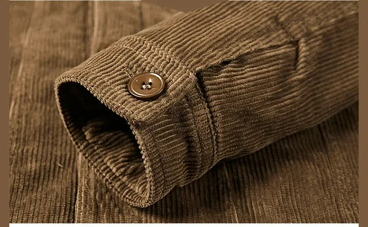 Men’s Workwear-Inspired Jacket with Sherpa Lining and Corduroy Finish
