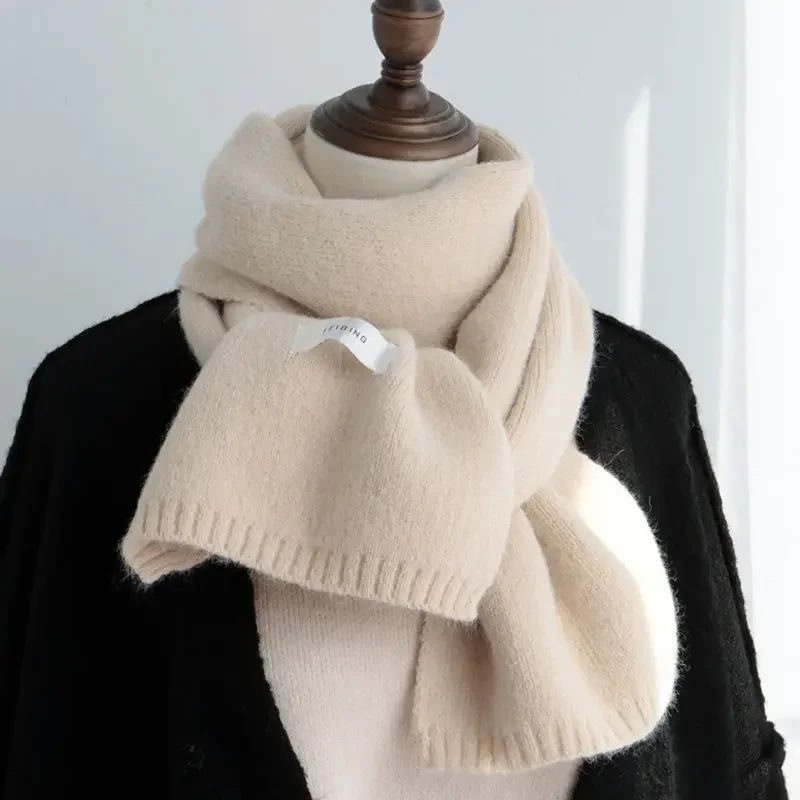 Men's Knitted Wool Scarf, Simple, Chic, Soft, Autumn Winter, Thermal Scarf