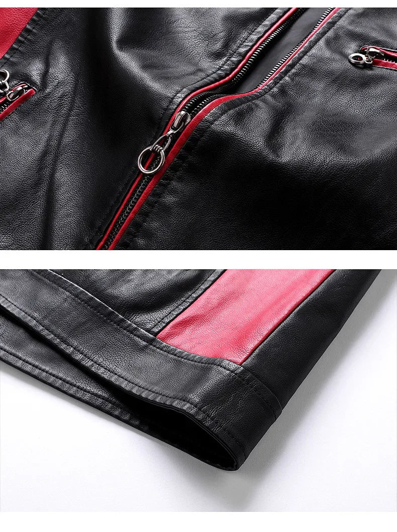 Men’s Biker-Style Jacket with Contrasting Panels and Functional Zippers