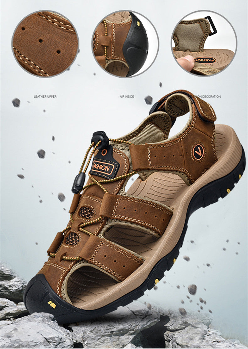 Men's Summer Sandals in Genuine Leather - Casual and Comfortable Footwear