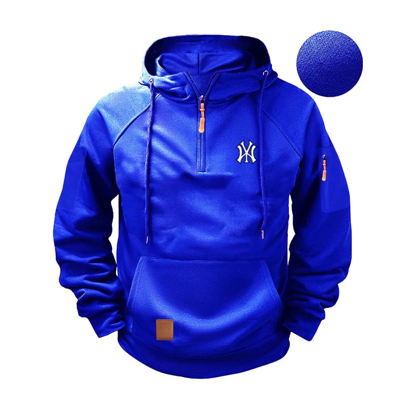 Men’s Urban Utility Hoodie with Sleeve Pocket and Half-Zip