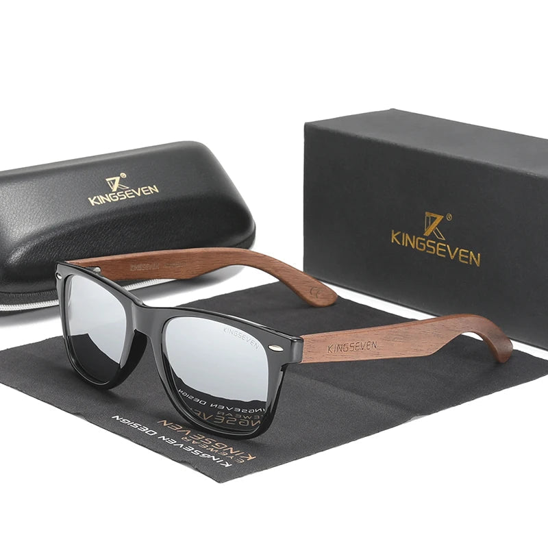 Handmade Men's Wooden Frame Sunglasses with UV400 Protection