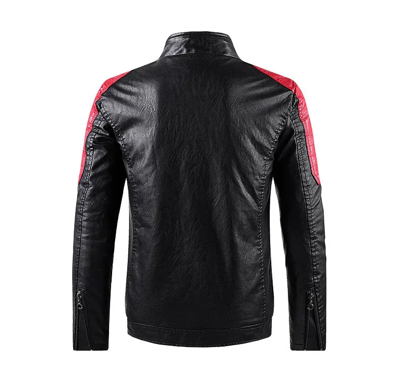 Men’s Biker-Style Jacket with Contrasting Panels and Functional Zippers