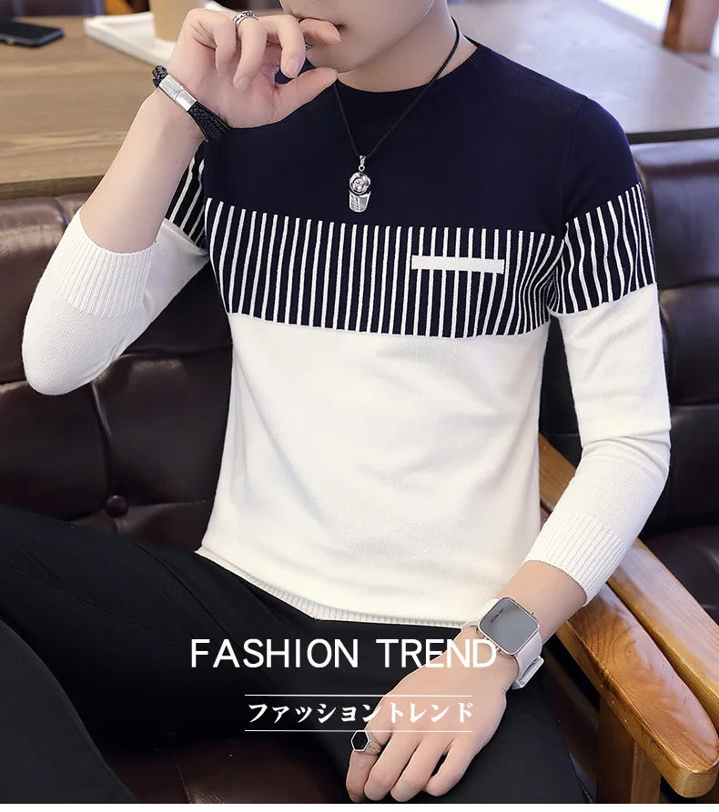 Men’s Sweater with Vertical Stripe Detail