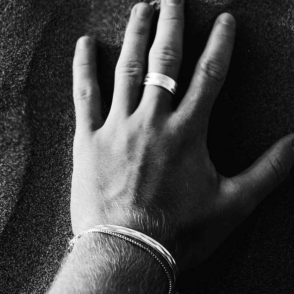 Wide Stainless Steel Ring, Simple Punk Style, Suitable for Men