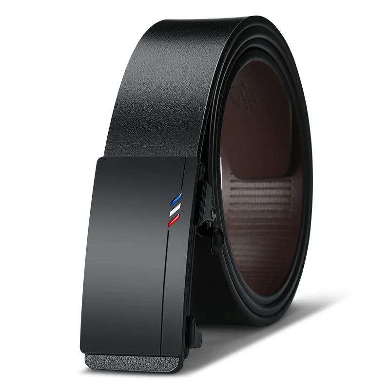 Men’s Leather Belt with Automatic Ratchet Buckle – Elegant and Adjustable