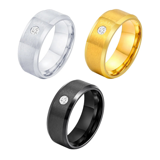 Men's Stainless Steel Zirconia Ring, Comfortable and Sturdy Fit, Engagement Ring for Men