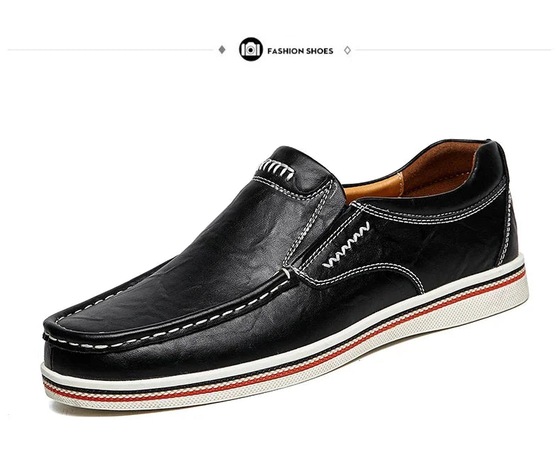 Freizeitschuhe aus Leder für Herren – Niedriger Mokassin, echtes Leder