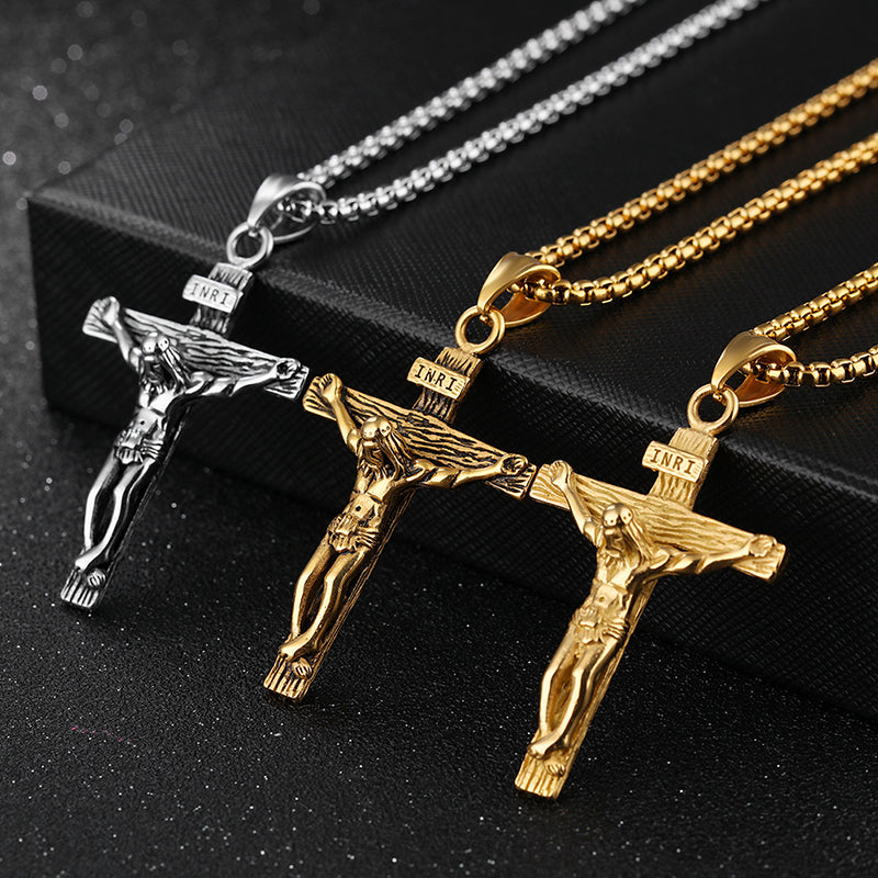 Religious Jesus Cross Stainless Steel Necklace For Men