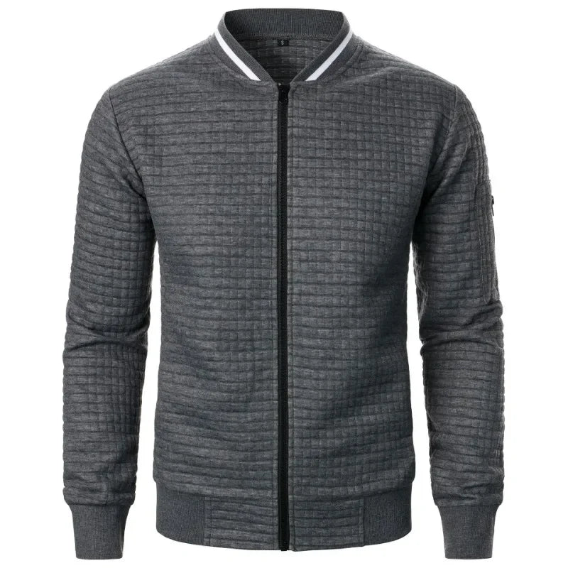Urban Style Men’s Jacket with Textured Finish and Asymmetrical Zipper