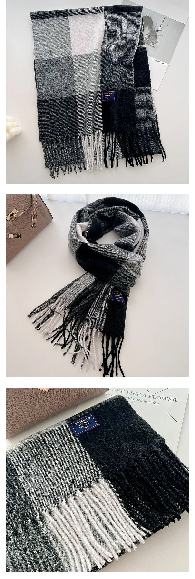 Classic Checkered Scarf with Fringes – Style and Comfort