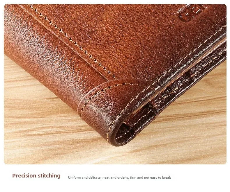 Men’s Leather Wallet with Classic Design and Reinforced Stitching