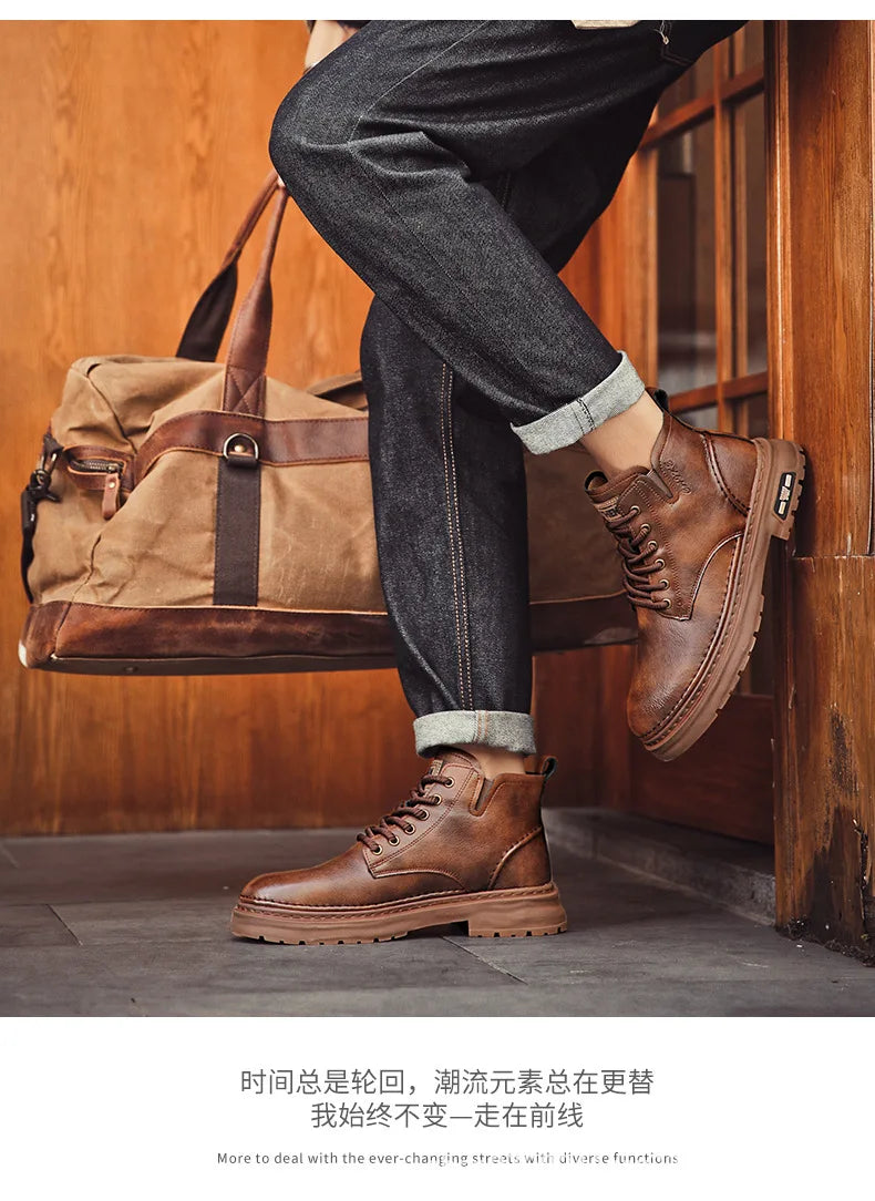 Luxuriöser Herrenstiefel – Britischer Retro-Stil, hochwertiges Lederschuhwerk