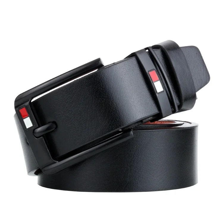Men’s Genuine Leather Belt with Modern Buckle – Durable and Versatile