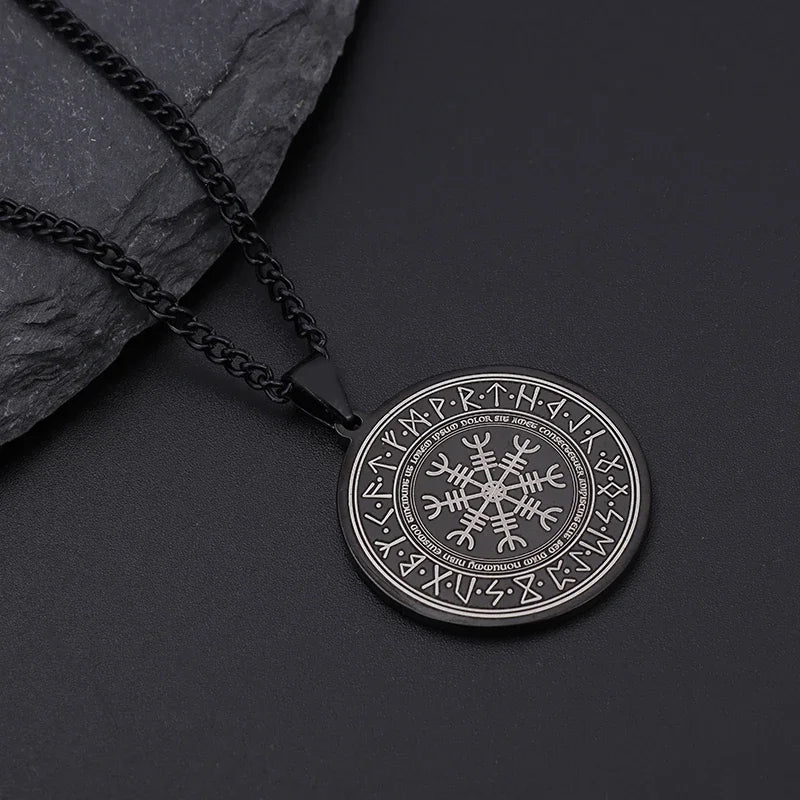 Viking Rune Circle Pendant Necklace