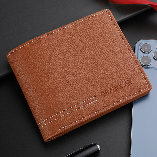 Classic Men’s Leather Wallet with Pebbled Texture – Elegant and Functional