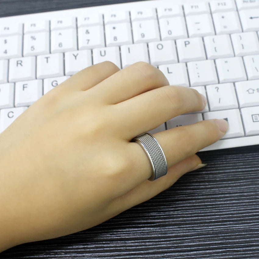 Industrial Mesh Ring – Modern Stainless Steel Band for Men