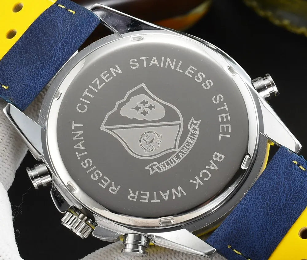 Men’s Sport Chronograph Watch with Perforated Strap and Multi-Function Dial