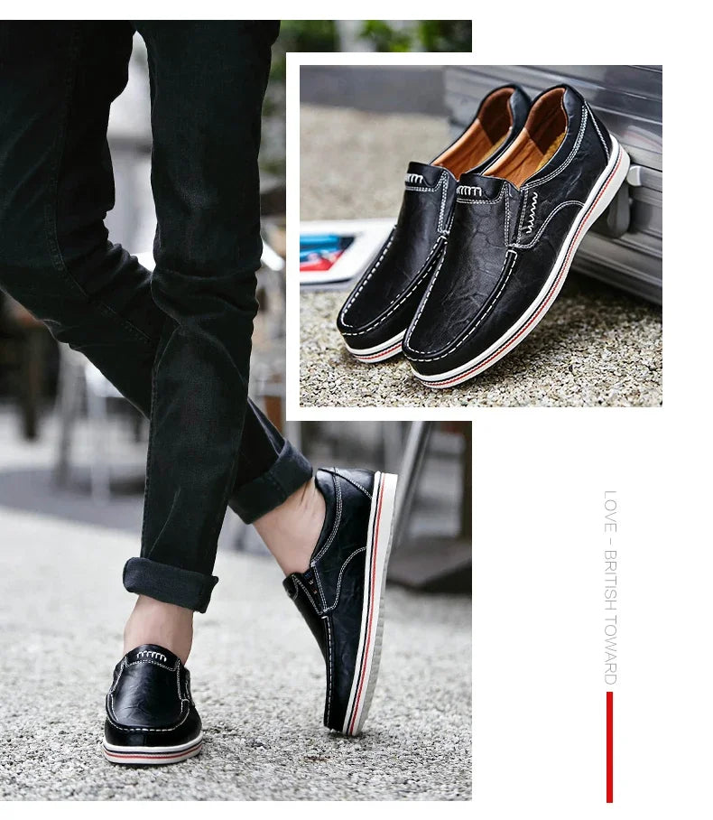 Freizeitschuhe aus Leder für Herren – Niedriger Mokassin, echtes Leder