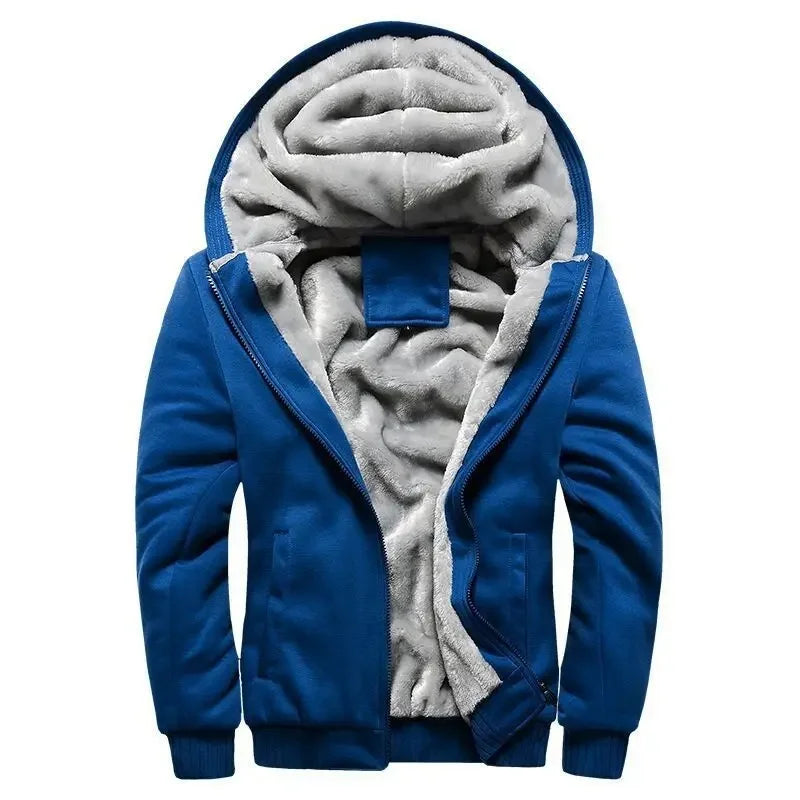 Men’s Fleece-Lined Hoodie with Camouflage Sleeves and Full Insulation